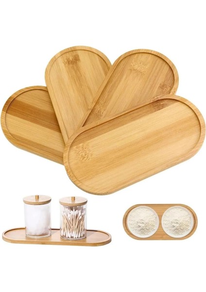 Bambu Yağdanlık Altlığı Sunumluk Şık ve Dayanıklı Ahşap Tepsi Oval