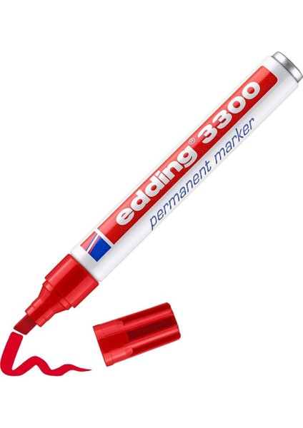 3300 Permanent Markör - Kırmızı - 1 Kalem - 1-5 mm Kesik Uçlu