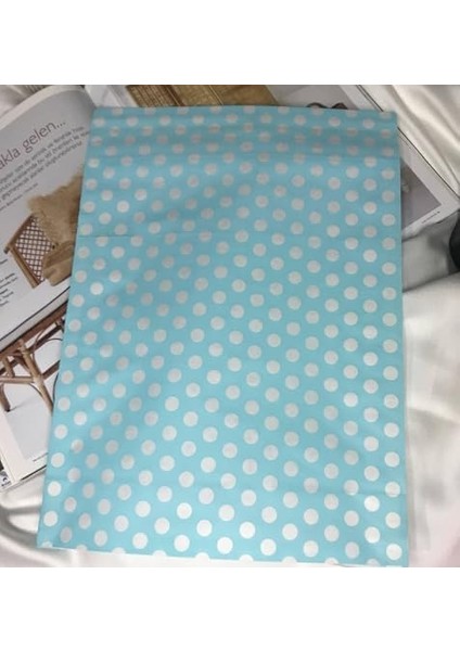 Beyaz Puantiyeli Hediye Torbası Bantlı Hediye Paketi Blue Gift Packet 25 x 30 cm - 2 Adet (Mavi), Doğum Günü Parti fiyatları