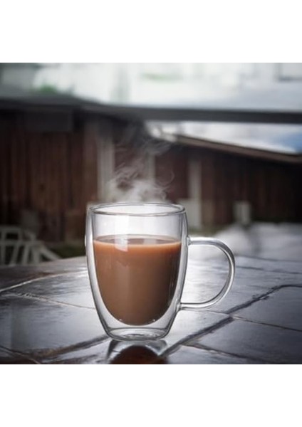 1 Adet Şeffaf Çift Cidarlı Borosilikat Cam Bardak 300 ml Çift Cidarlı Cam Kahve Fincanı, Çift Cidarlı Cam Çay Bardağı