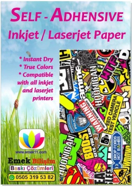 ve Laser Uyumlu Sticker Güçlü Yapışkanlı 10 x 15 cm A6 Etiket Kağıdı Mat Yüzeyli 120GSM (100 Yaprak)
