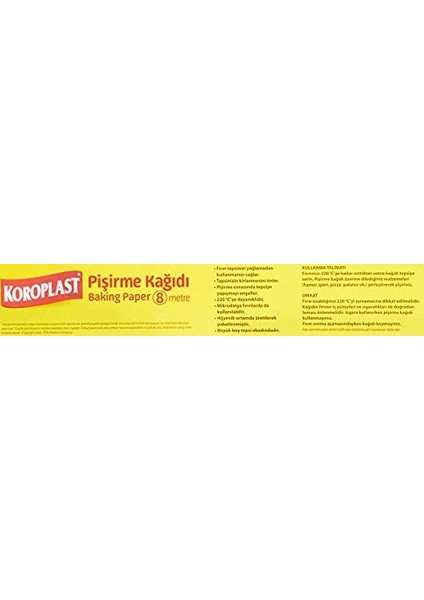 Pişirme Kağıdı 8 Mt, Helal Sertifikalı ve Bpa Içermez 37CM x 8mt, Fırında Tavuk, Et, Tatlı, Börek Pişirmek Için Uygun, 220 C° Yüksek Isıya Dayanıklı Fırın Pişirme Kağıdı, Yapışmaz ve Yanmaz