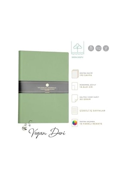 Classic Esnek Kapak Çizgili Defter, 14.8X21 cm -Açık Yeşil fiyatları