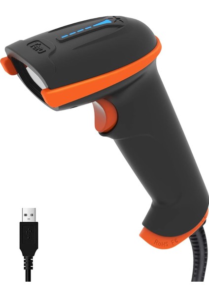 D5100Y Barkod Okuyucu - USB Kablolu, 1d ve 2d Qr Kod Okuma, Tak ve Çalıştır, Ergonomik Tasarım, Anti-Şok Silikon, IP54 Toz ve Su Koruma, Çoklu Dil Destekli Barkod Tarayıcı