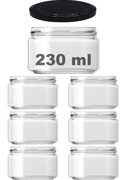 230 ml Farklı Boyutlarda Kavanoz 230 cc Konserve Metal Kapaklı Cam Kavanoz 6 Adet (Şeffaf, 230 Cc)