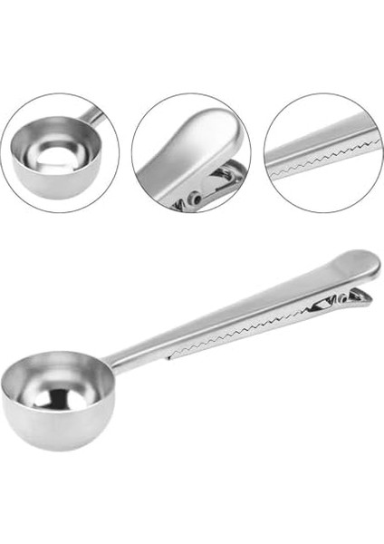 Klipsli Mandallı Çok Fonksiyonlu Kahve ve Çay Ölçü Kaşığı - Paslanmaz Çelik Silver modelleri