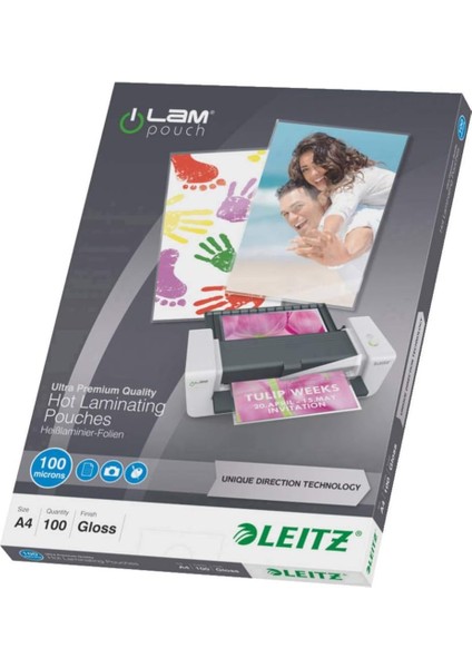 Leitz Udt Laminasyon Poşeti, A4, 100 Mikron, 100 Adet, Şeffaf