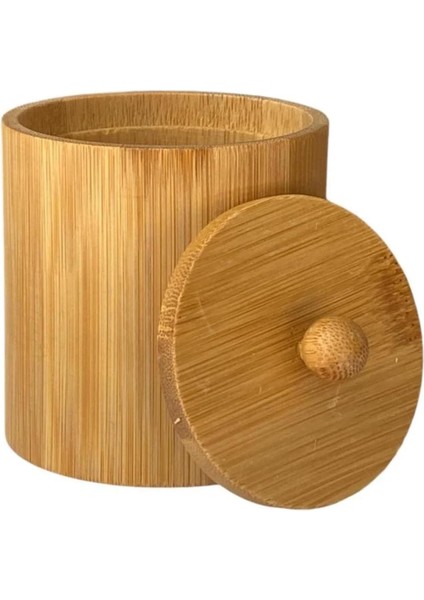 Baharatlık - Kapaklı Yuvarlak Doğal Ahşap, Koku Yapmaz Baharatlık, Şekerlik Ve Tuzluk (10 Cm)