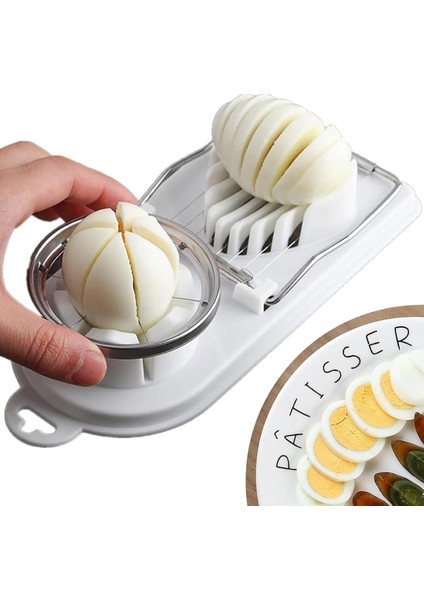 Çok Fonksiyonlu Haşlanmış Yumurta Dilimleyici, Paslanmaz Çelik Tellerle Eşit ve Düzgün Kesim, Ergonomik ve Dayanıklı Tasarım
