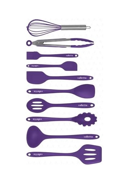 Salvatore 10 Parça Mor Isıya Dayanıklı Yanmaz Yapışmaz Silikon Spatula Seti - VLT1156 modelleri