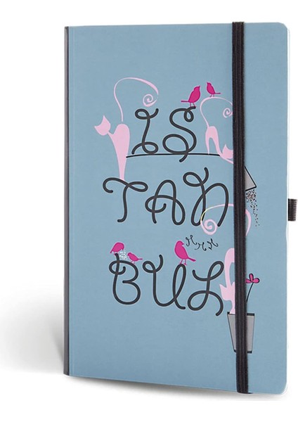 Color Istanbul Mini Defter Çizgili Lastikli Tipogarfi