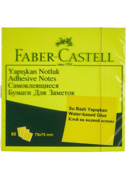 Yapışkan Notluk, 75X75MM, Fosforlu Sarı