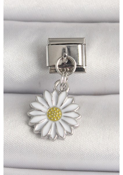 316L Çelik Gümüş Renk Papatya Model Nomination Charm