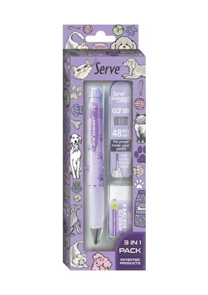 Doğa Desenli Deep Kalem, Deep Silgi ve Deep Min, 0.7 Mm, Lavanta