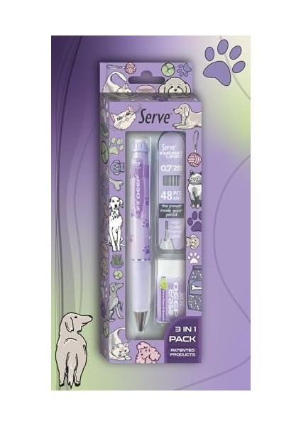 Doğa Desenli Deep Kalem, Deep Silgi ve Deep Min, 0.7 Mm, Lavanta