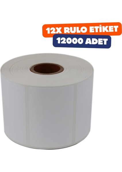 Opak Etiket 60MM x 40MM Ruloda 1000 Adet 12 Rulo Toplamda 12000 Adet Etiket Yırtılmaya Dayanıklı