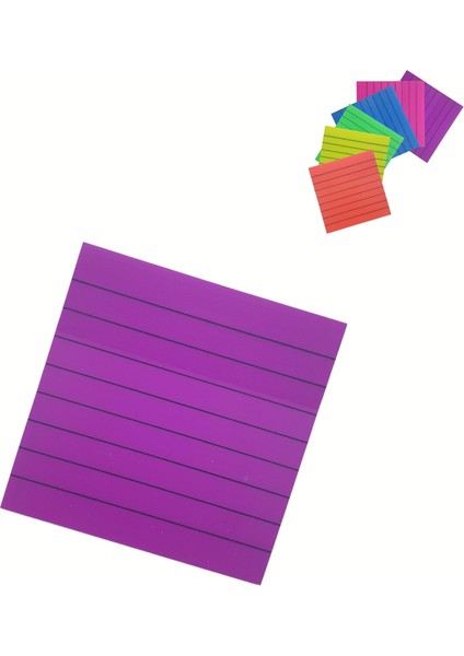 Şeffaf Renkli Yapışkanlı Not Kağıdı Çizgili Karenot (Mor 6)