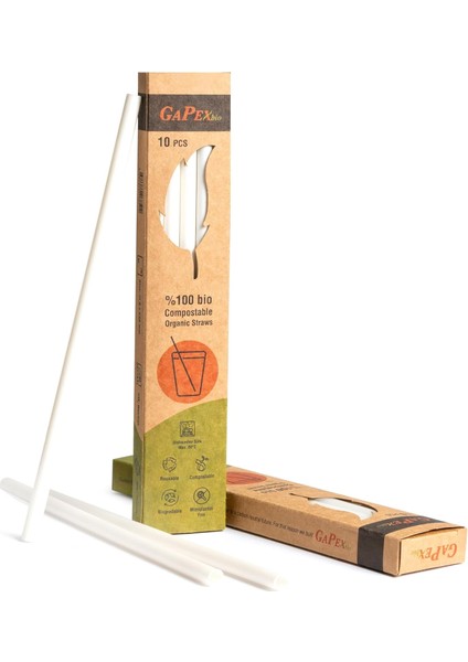 Bio Naturel (%100 Bitki Bazlı), Tekrar Kullanılabilir, Kompostlanabilir, Biyoçözünür (Doğada Çözünebilir) Pipet (10, Naturel)