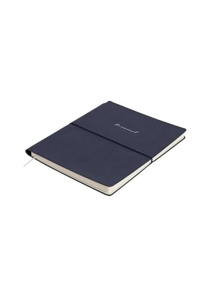 Vegan Deri Esnek Kapaklı Lastikli Planlayıcı Çizgili Not Defteri 19X25 cm Mavi modelleri
