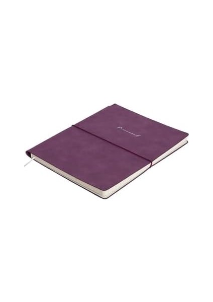 Vegan Deri Esnek Kapaklı Lastikli Planlayıcı Çizgili Not Defteri 19X25 cm Mor fiyatları