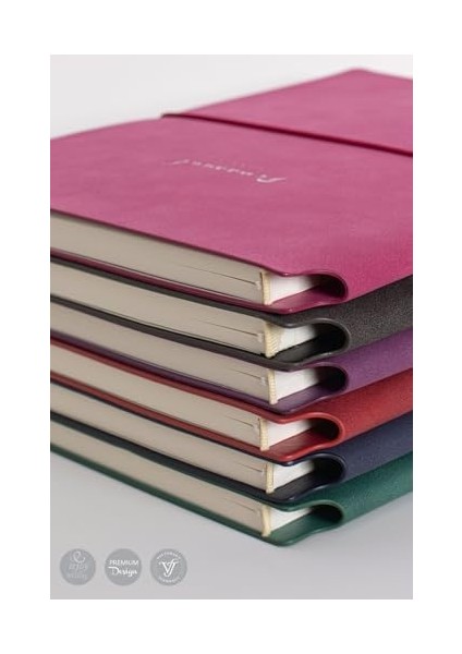 Vegan Deri Esnek Kapaklı Lastikli Planlayıcı Çizgili Not Defteri 19X25 cm Mor modelleri
