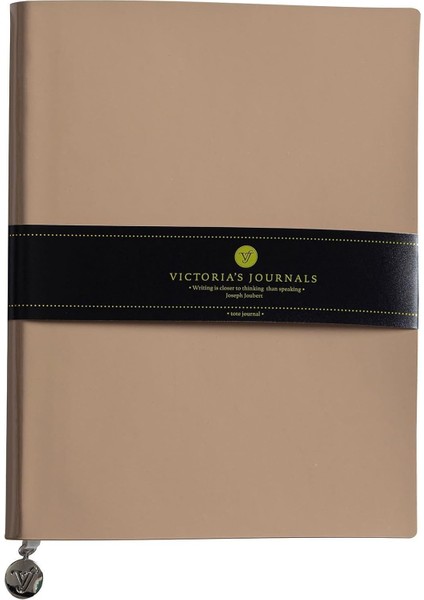 Rugan Esnek Kapak Çizgili Defter, 19X25 cm -Bej