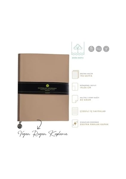 Rugan Esnek Kapak Çizgili Defter, 19X25 cm -Bej fiyatları