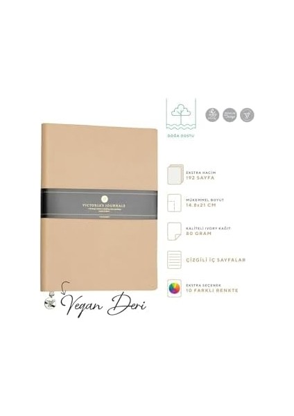 Classic Esnek Kapak Çizgili Defter, 14.8X21 cm -Bej fiyatları