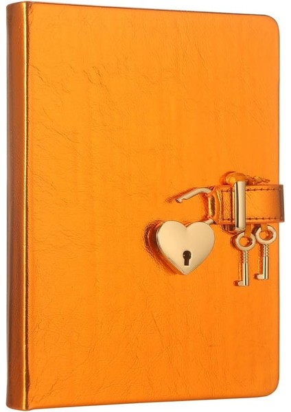 Journals Hush Hush Kilitli Metalik Defter (Turuncu)