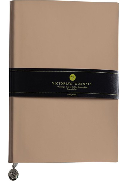 Rugan Esnek Kapak Çizgili Defter, 14.8X21 cm -Bej