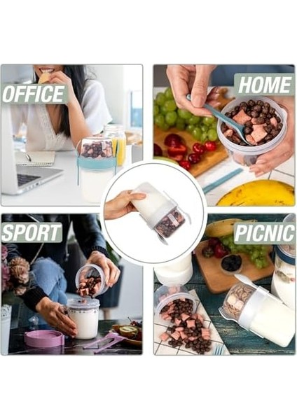 ml Take-Go Kaşıklı Hazneli Meyveli Müsli Kabı Piknik Iş Yoğurt Süt Bardağı Kapaklı ve Kaşıklı Kahvaltı Bardakları, Tahıl Tepesi Yulaf Ezmesi Granola (Pembe) fiyatları