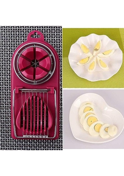 Adet Sert Haşlanmış Yumurta Için Yumurta Dilimleyici, Çok Amaçlı Haşlanmış Yumurta Kesici, Yiyecekler, Sebze Meyveleri Için Çilek Dilimleyici, 2 Dilimleme Stiline Sahip Paslanmaz Çelik Tel