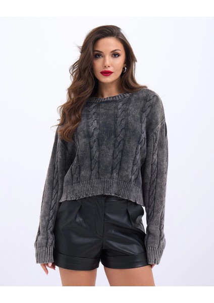 43331 Triko Saç Örgü Kazak-Antrasit