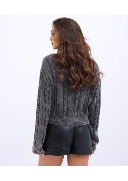 43331 Triko Saç Örgü Kazak-Antrasit fırsatları