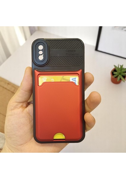 Apple iPhone X/xs Uyumlu Kamera Korumalı Kartlıklı Kılıf(Çıkarılabilir Kamera Koruma)