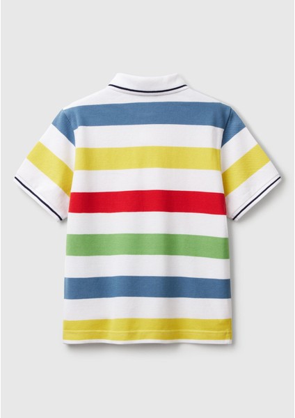 Erkek Çocuk Renkli Mix Çizgili Logo Işlemeli Polo T-Shirt fiyatları