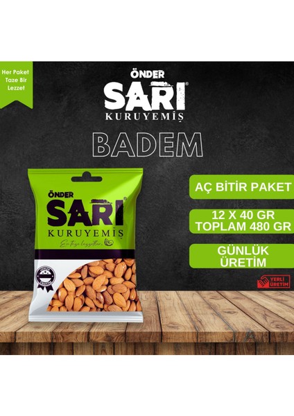 Badem Kuruyemiş 40 gr x 12 Adet Aç Bitir Paket