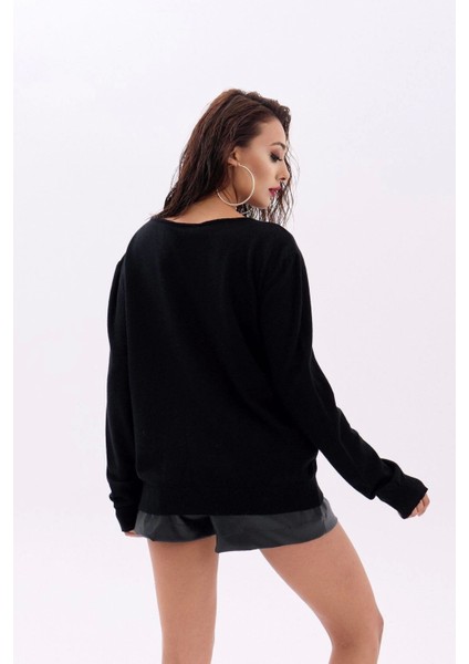 4216 Triko Düz Salaş Kazak-Siyah fırsatları