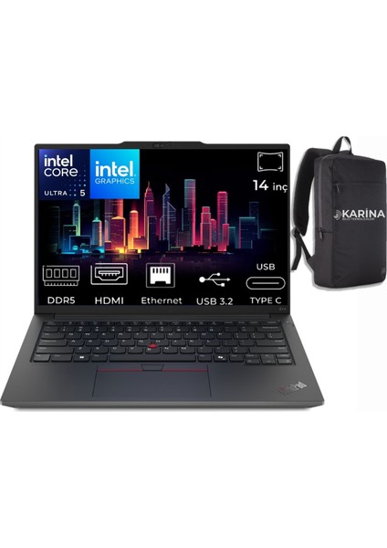 Thinkpad E14 Gen 6 Ultra 5 125U 21M7002PTX-072 24GB 4tb Intel Graphics Windows 11 Pro 14" Wuxga Taşınabilir Bilgisayar