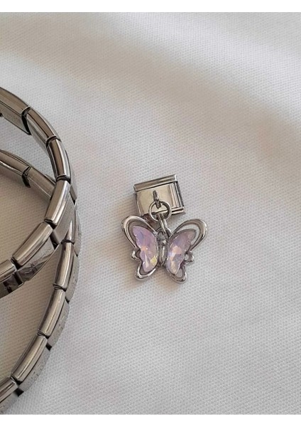 Çelik Kelebekli Italyan Charm