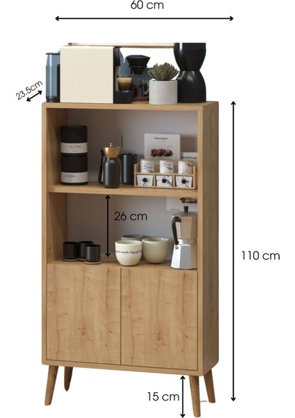 Luce 2 Raflı Kahve Köşesi Çok Amaçlı Mutfak Dolabı indirimleri