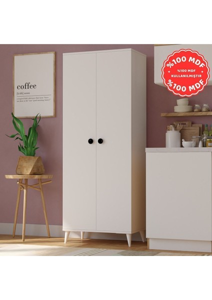 2 Kapaklı 5 Raflı Mega Çok Amaçlı Mutfak Dolabı Banyo Dolabı Beyaz %100 Mdf modelleri