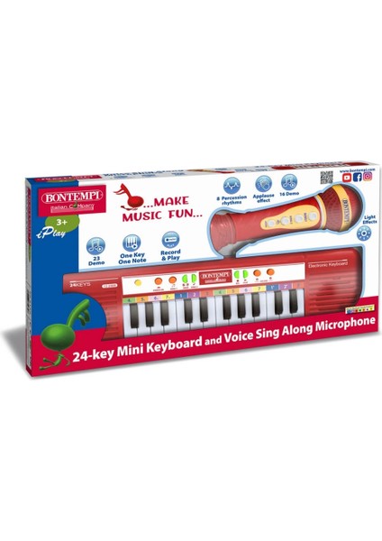 Nessiworld 24 Tuşlu Elektronik Mikrofonlu Işıklı Org Seti Kırmızı