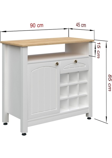 Kahve Köşesi, Bardaklık Bölmeli, Lake Kapaklı ve Çekmeceli, Çok Amaçlı Dolap (Beyaz-Rivoli) indirimleri