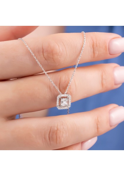 0.15 Karat F Renk Pırlanta Baget Kolye Idl Sertifikalı modelleri