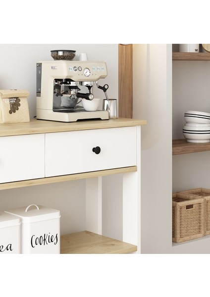 Luvia Mobilya Çift Çekmeceli Beyaz Meşe Kahve Köşesi indirimleri