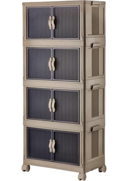 Emayhome Çok Amaçlı Kapaklı Portatif Istiflenebilir Tekerlekli Organizer Dolap 4 Lü Cappuccino fiyatları