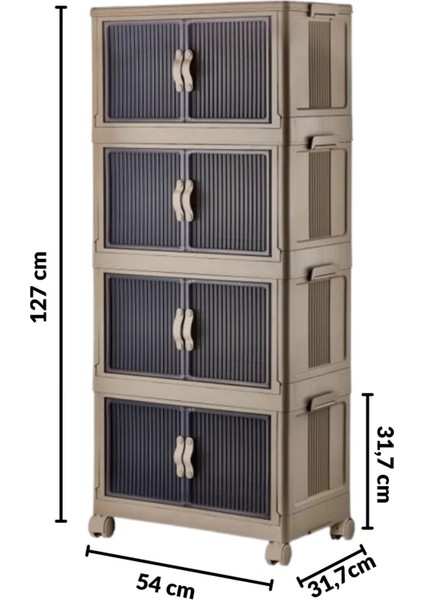 Emayhome Çok Amaçlı Kapaklı Portatif Istiflenebilir Tekerlekli Organizer Dolap 4 Lü Cappuccino modelleri