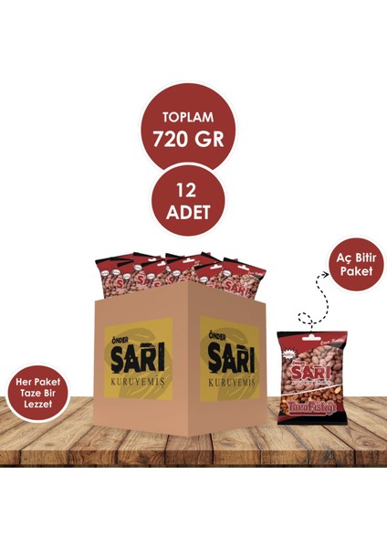 Tuzlu Fıstık Tava Fıstığı Kuruyemiş 60 gr x 12 Adet Aç Bitir Paket