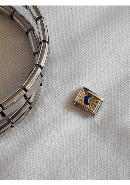 Çelik Ay Figürlü Italyan Charm